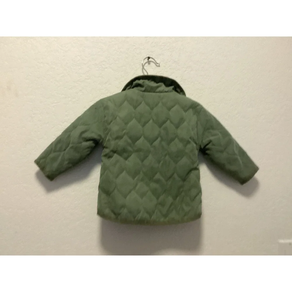 Old Navy Quilted Barn Jacket Toddler 12-18M Green Water-Resistant Field Coat